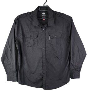 Mens Black Ecko Unltd Shirt Long Sleeve Button-Up Front Pockets Size 2XL